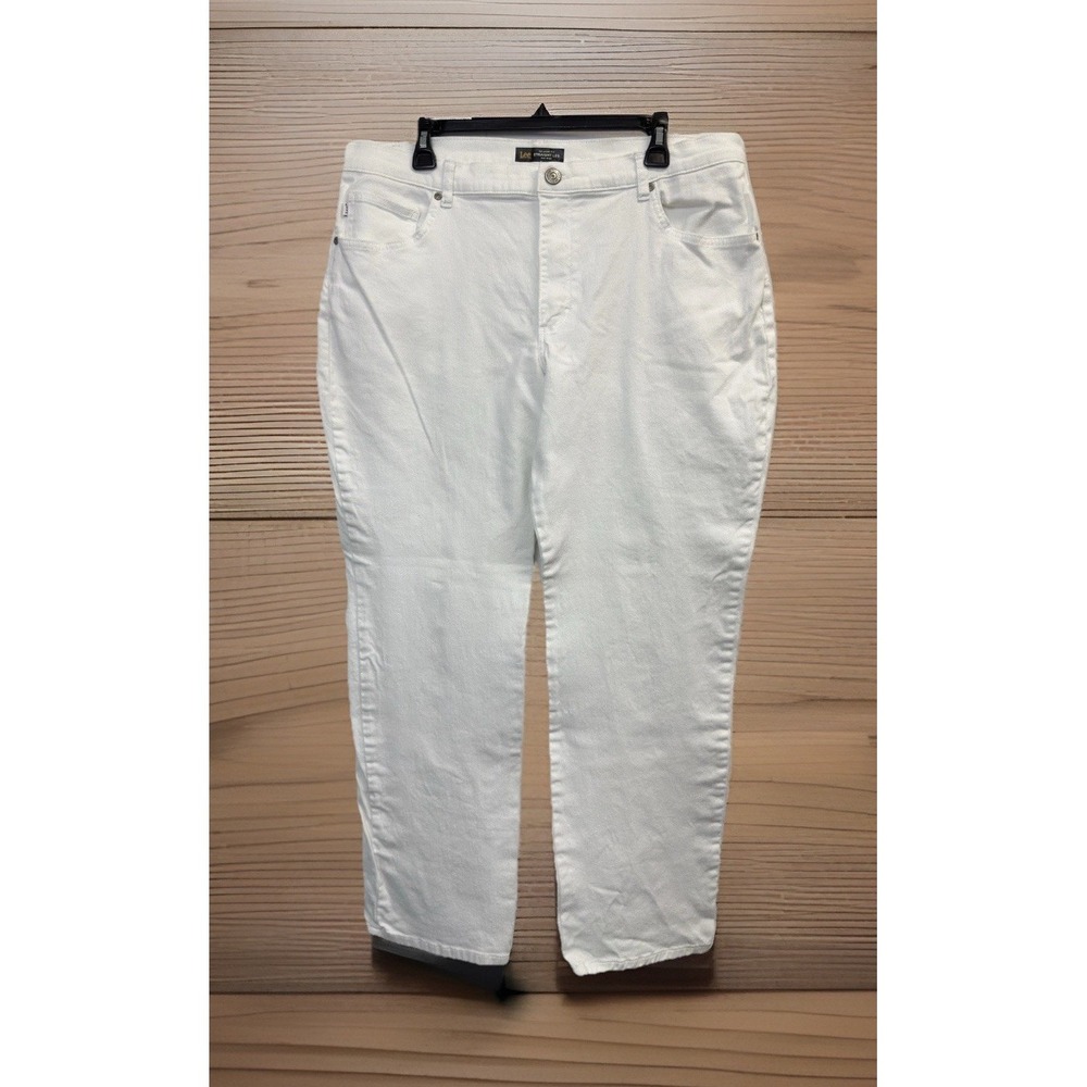 Lee Relaxed Fit Flexible Comfort Waistband Sraight Leg Womens 18M‎ White Jeans